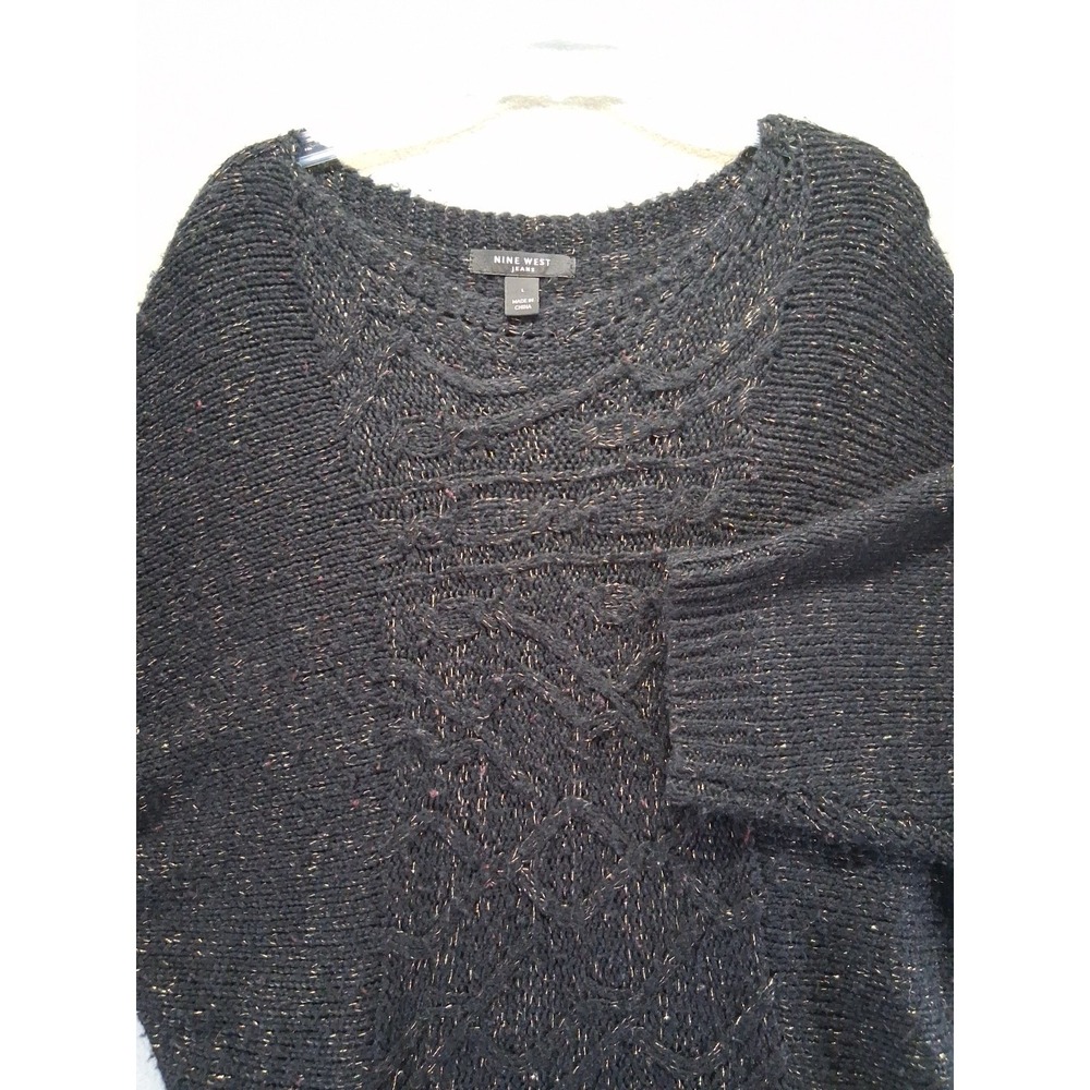 Nine West Jeans Women Black 3/4 Knitted Sweater Size L
